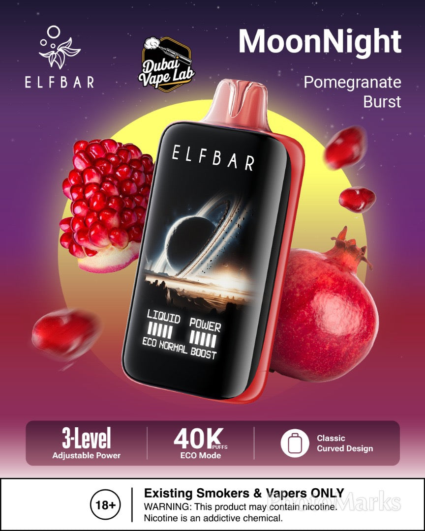 New Best Buy ELF BAR Moon Night 40000 Puffs 50MG Disposable Vape in Dubai