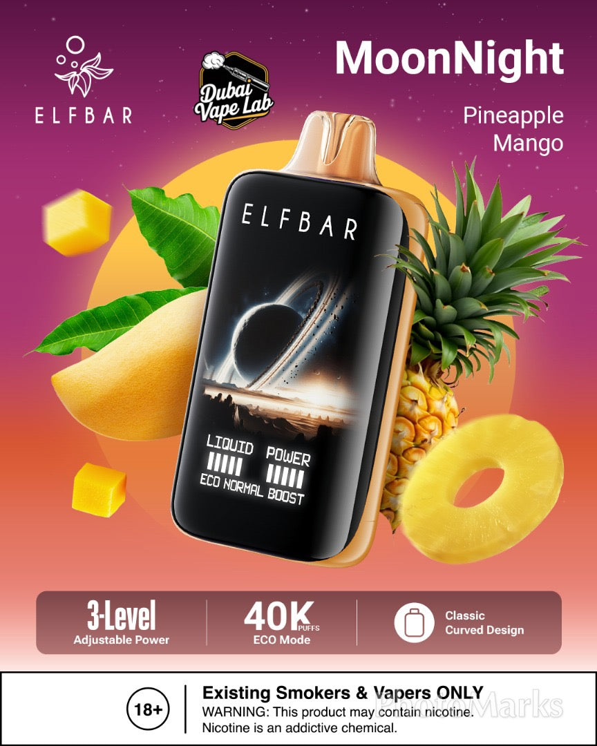 New Best Buy ELF BAR Moon Night 40000 Puffs 50MG Disposable Vape in Dubai