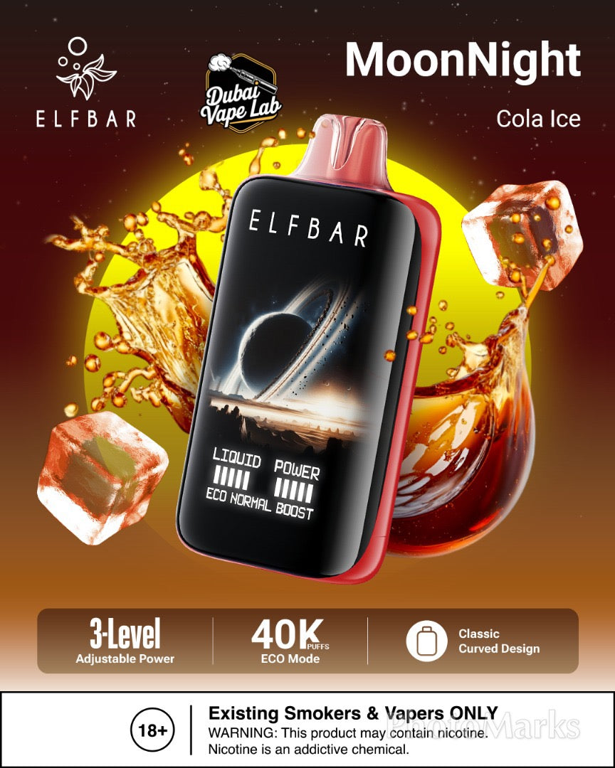 New Best Buy ELF BAR Moon Night 40000 Puffs 50MG Disposable Vape in Dubai