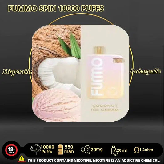 Coconut Ice Cream FUMMO Spin 10000 puffs disposable rechargeable vape