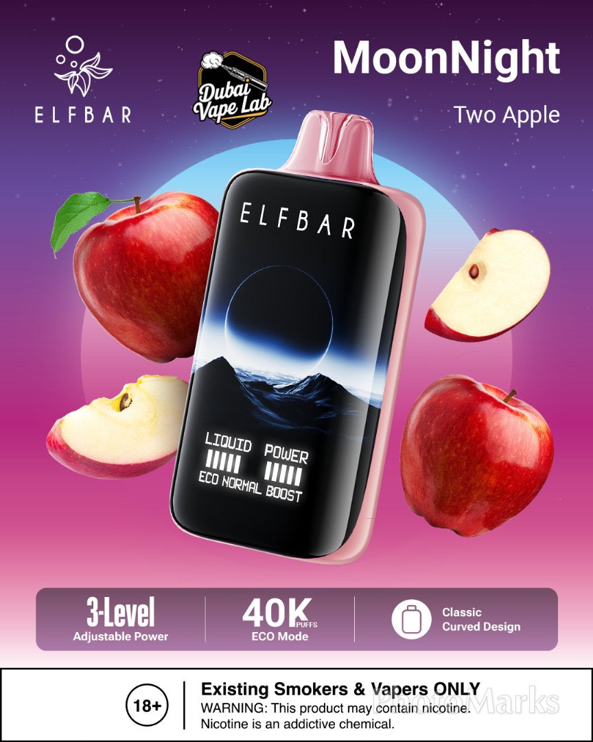 ELFBAR MoonNight 40K disposable vape with Two Apple Flavor