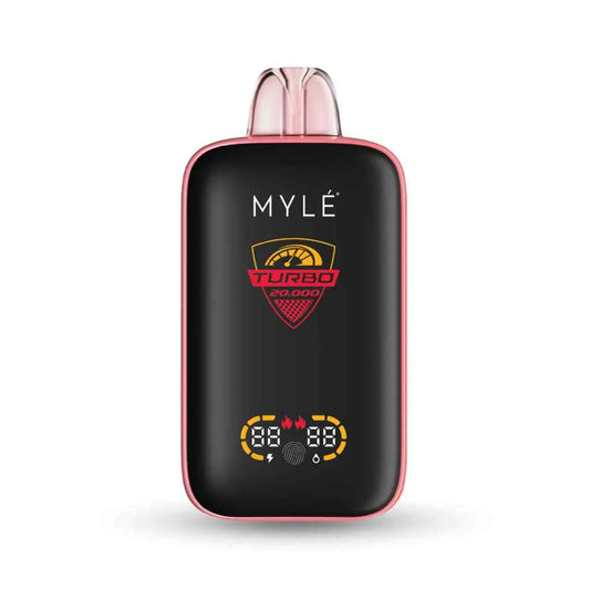 MYLE Turbo 20000 Puffs black disposable vape device with LED display