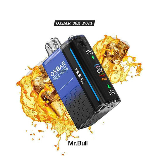 OXBAR Magic Maze 30K puffs disposable vape with Mr. Bull flavor.