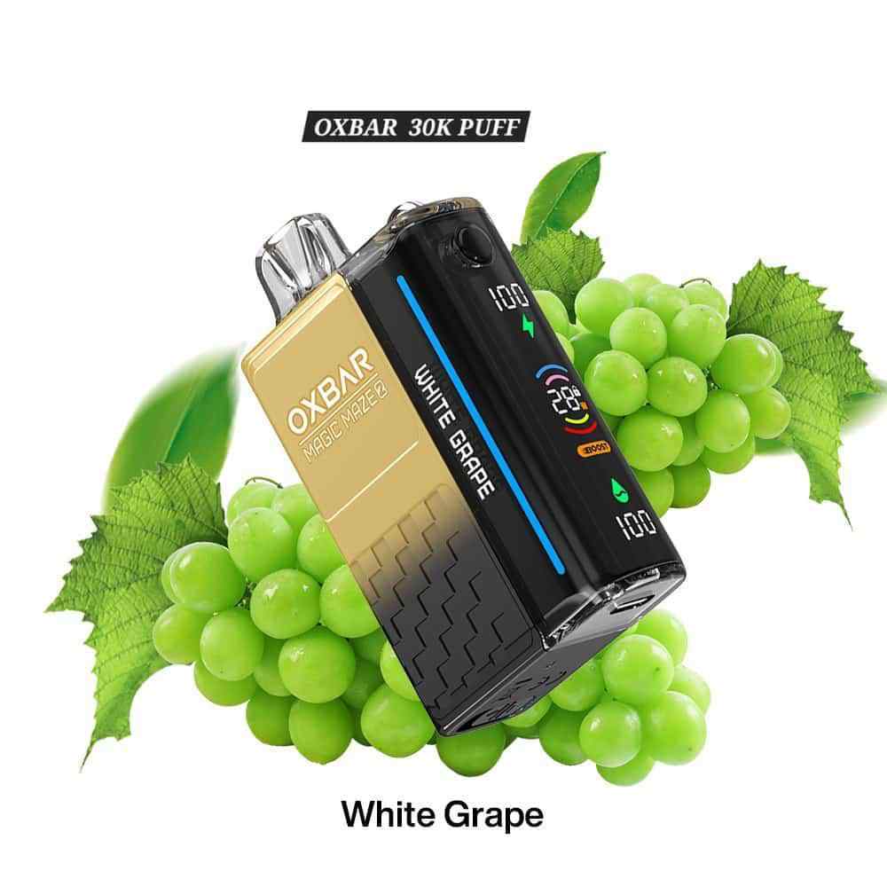 OXBAR Magic Maze 30K puffs disposable vape with White Grape flavor.