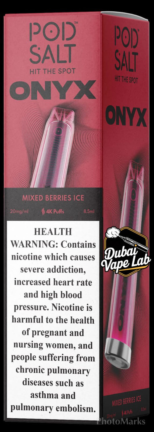 Pod Salt Onyx disposable vape with Mixed Berries Ice flavor.