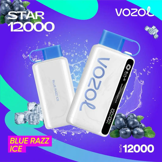 Vozol Star 12000 Blue Razz Ice disposable vape with 12000 puffs
