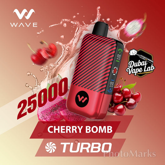 WAVE 25,000 puffs disposable vape with Cherry Bomb flavor.