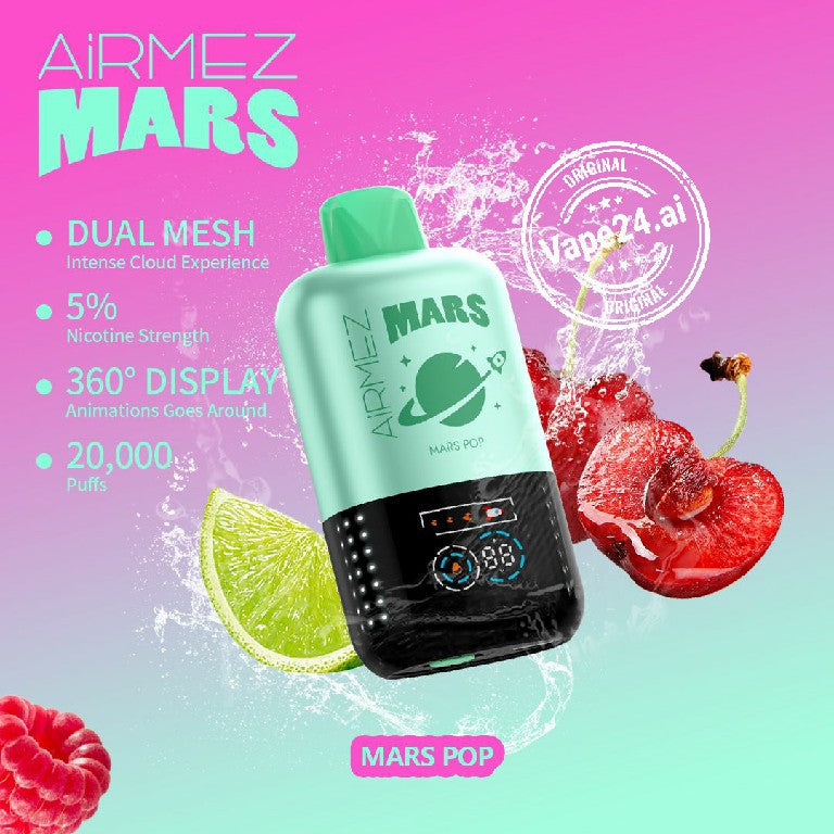 Airmez Mars 20,000 puffs disposable vape with Mars Pop flavor.
