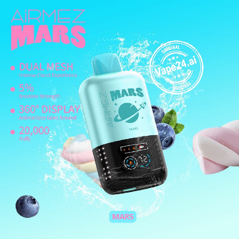 Airmez Mars 20,000 puffs disposable vape with Mars flavor.
