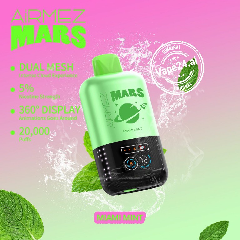 Airmez Mars 20,000 puffs disposable vape with Miami Mint flavor.
