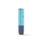 Angled aqua and navy two‑tone IQOS Iluma One device on transparent background.