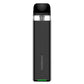 Black Vaporesso pod vape device, front view with textured panel and green LED