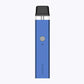Blue Vaporesso pod vape device, front view with button and small LED