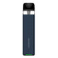 Blue Vaporesso pod vape device, front view with textured panel and green LED