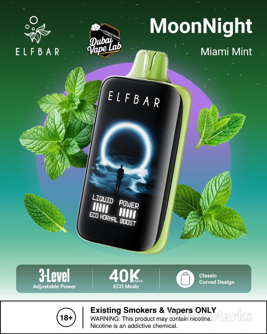 ELFBAR MoonNight 40K disposable vape with miami mint Flavor 