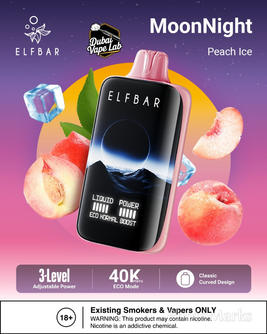 ELFBAR MoonNight 40K disposable vape with peach ice Flavor 