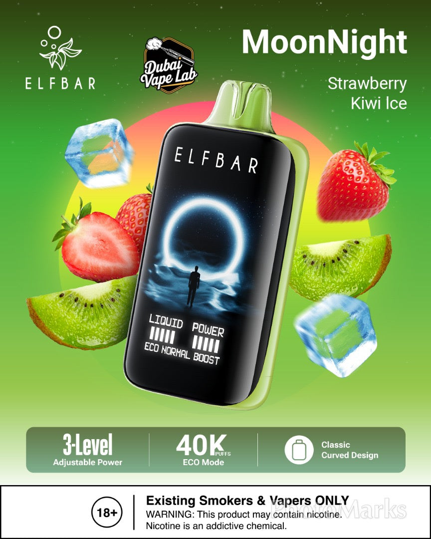 ELFBAR MoonNight 40K disposable vape with strawberry kiwi ice Flavor 