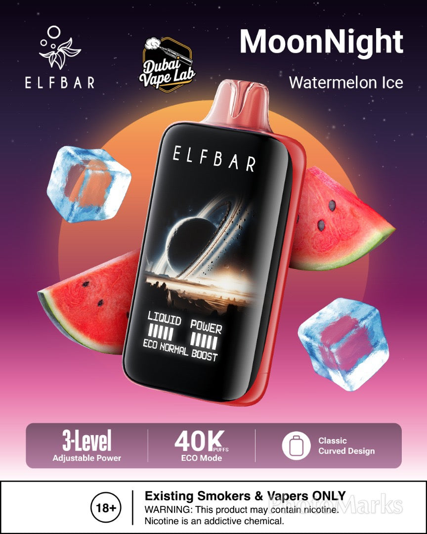 ELFBAR MoonNight 40K disposable vape with watermelon ice Flavor 
