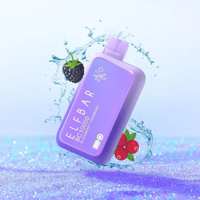 Elfbar BC10000 10000 puffs disposable vape with Blackberry Cranberry flavor.
