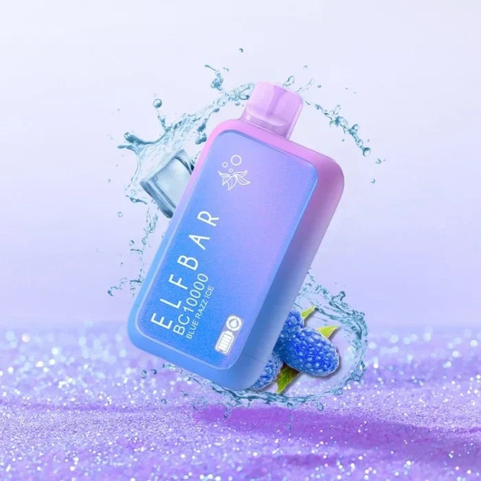 Elfbar BC10000 10000 puffs disposable vape with Blue Razz Ice flavor.
