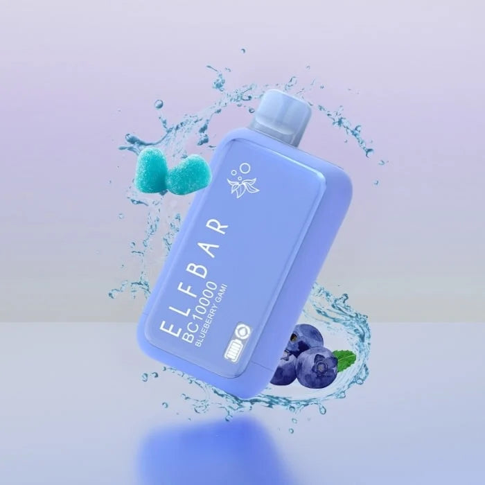 Elfbar BC10000 10000 puffs disposable vape with Blueberry Gami flavor.
