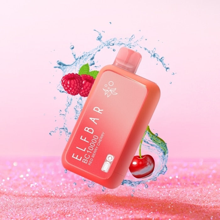 Elfbar BC10000 10000 puffs disposable vape with Red Berry Cherry flavor.
