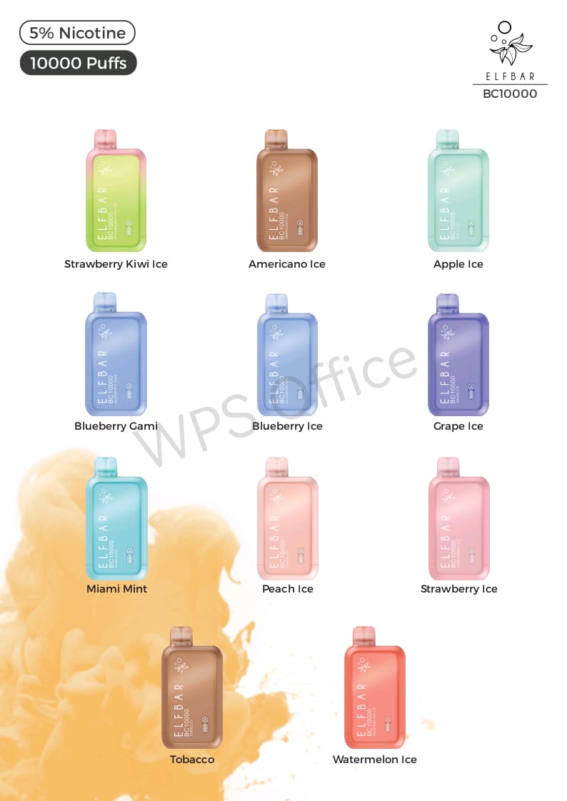 Elfbar BC10000 10000 puffs disposable vape with more assorted flavors.