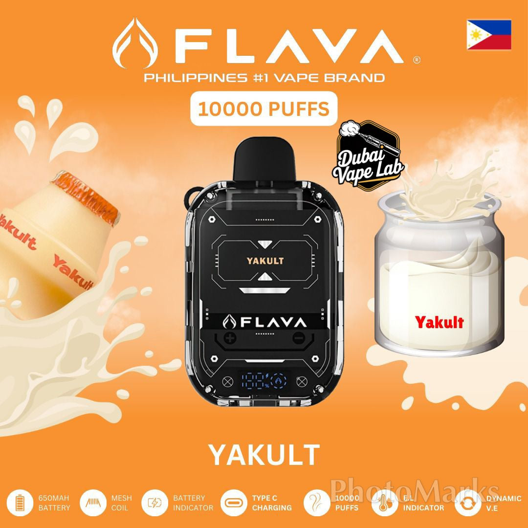 FLAVA 10,000 puffs disposable vape with Yakult flavor.
