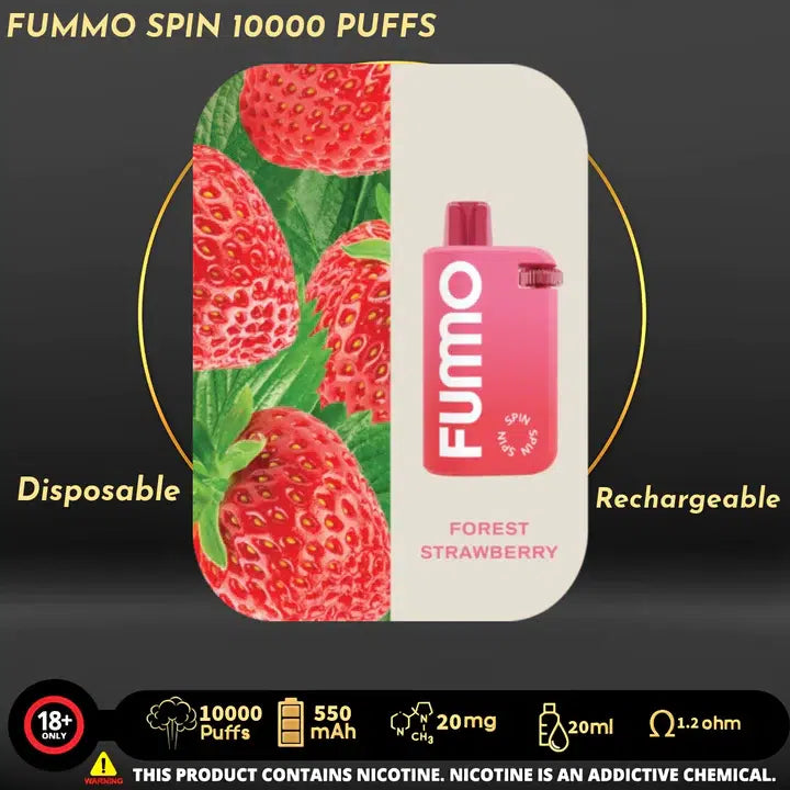 Forest Strawberry FUMMO Spin 10000 puffs disposable rechargeable vape