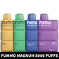 Fummo Magnum 8000 Puffs disposable vapes in assorted flavors and colors