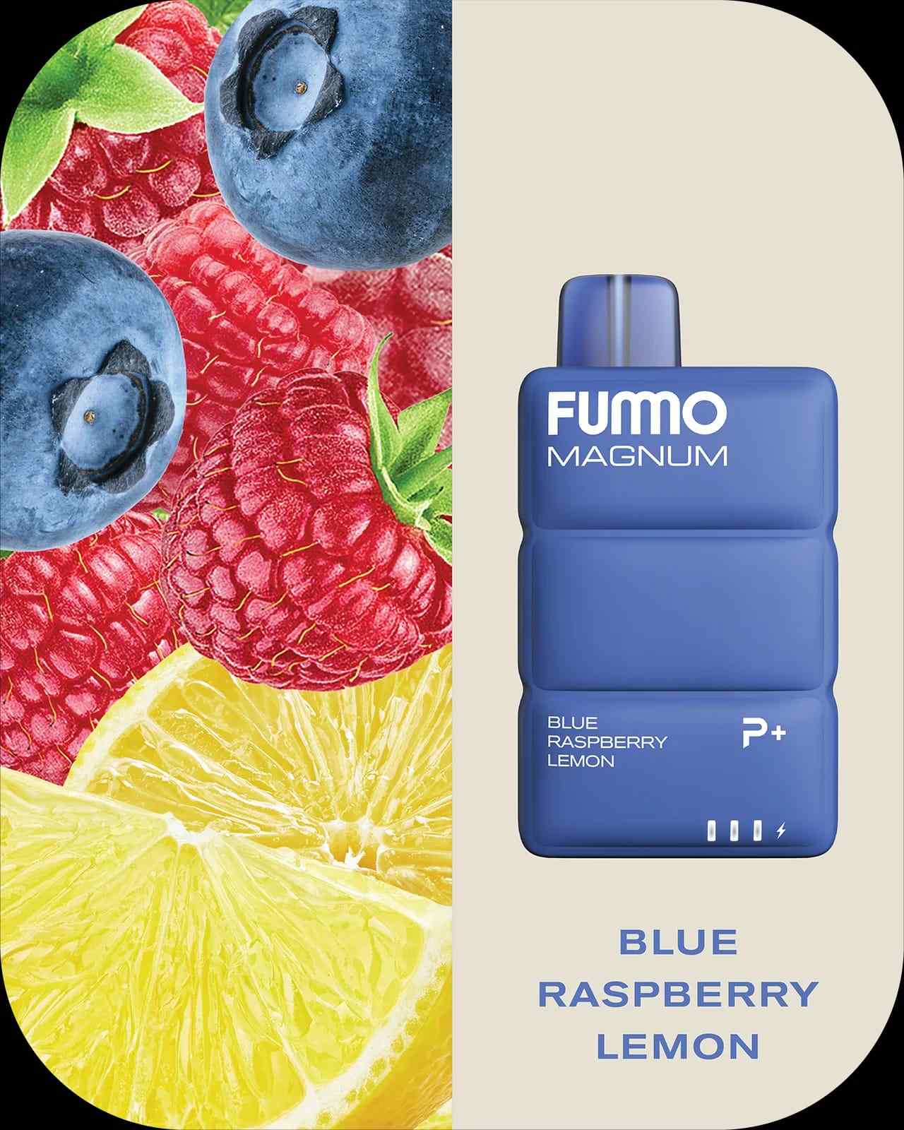Fummo Magnum Blue Raspberry Lemon disposable vape with berry and lemon flavor
