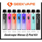 Geekvape Wenax Q Pod Kit in eight colors with logo and product name