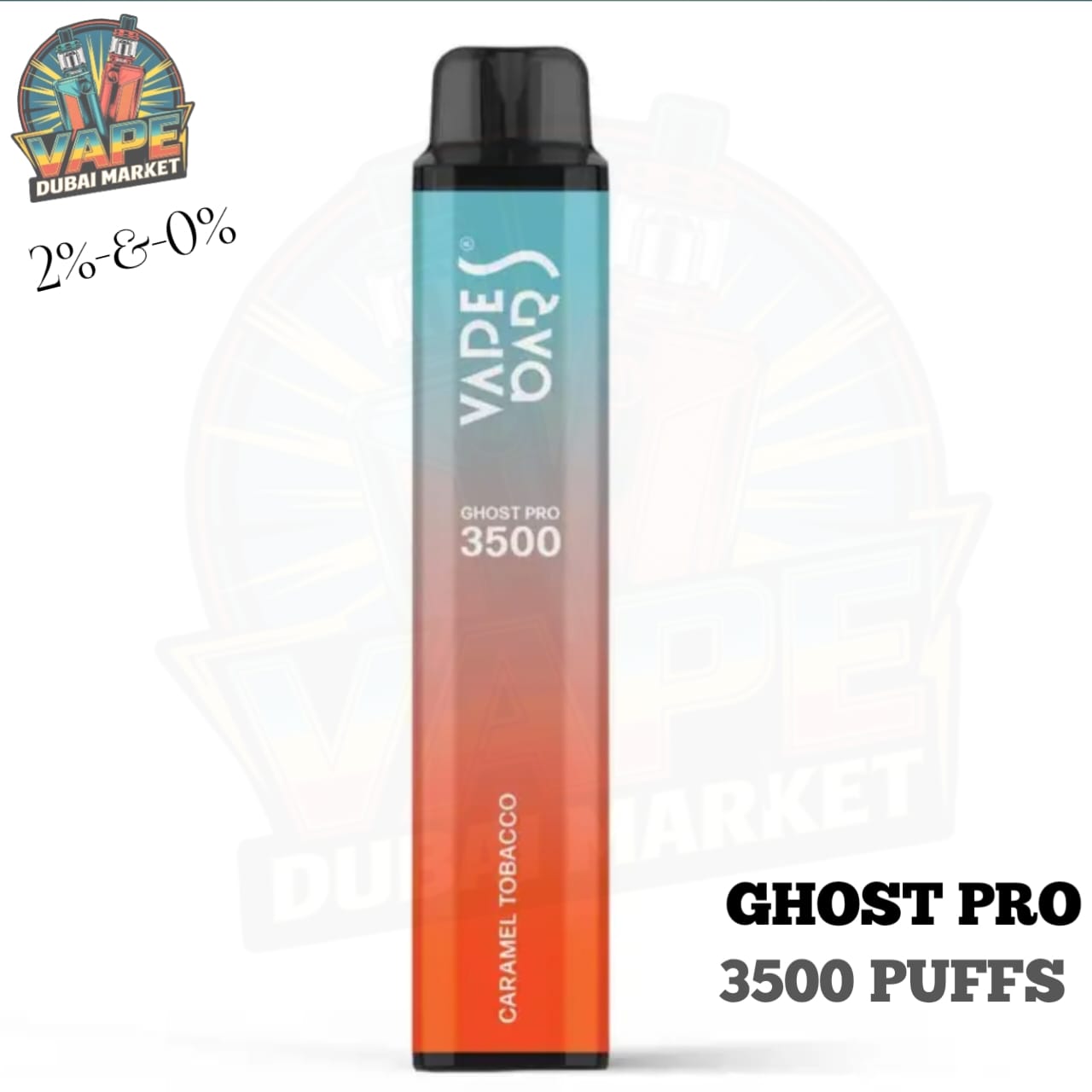 Ghost Pro 3500 puffs disposable vape in UAE with Caramel Tobacco flavor.