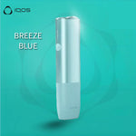 IQOS Iluma One Breeze Blue device on teal background with text “BREEZE BLUE