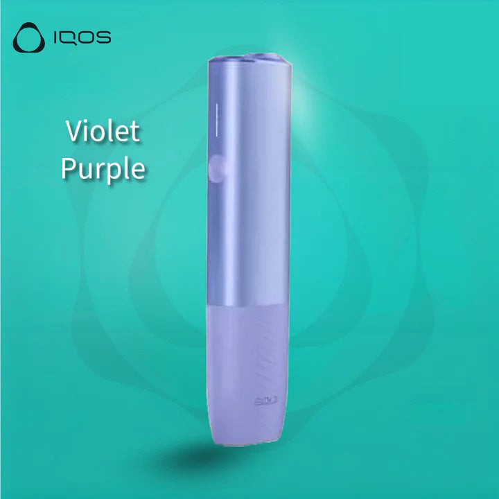 IQOS Iluma One Violet Purple device on teal background with text “Violet Purple”