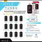 MYLE Turbo 20000 Puffs vape features, flavors, and specifications infographic