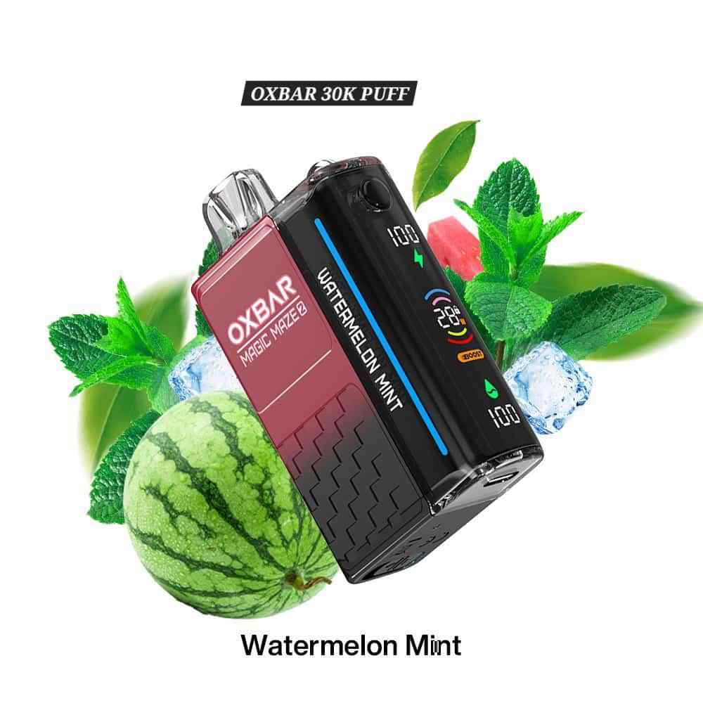 OXBAR Magic Maze 30K puffs disposable vape with Watermelon Mint flavor.
