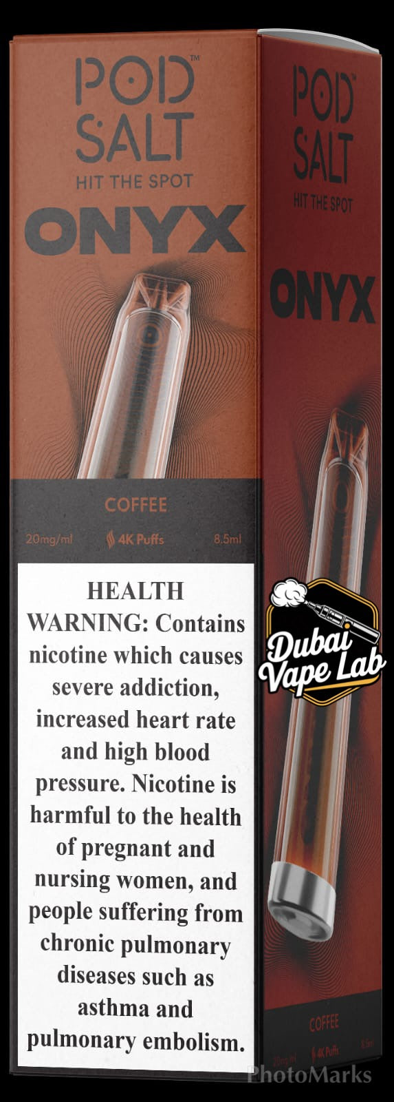 Pod Salt Onyx disposable vape with Coffee flavor.
