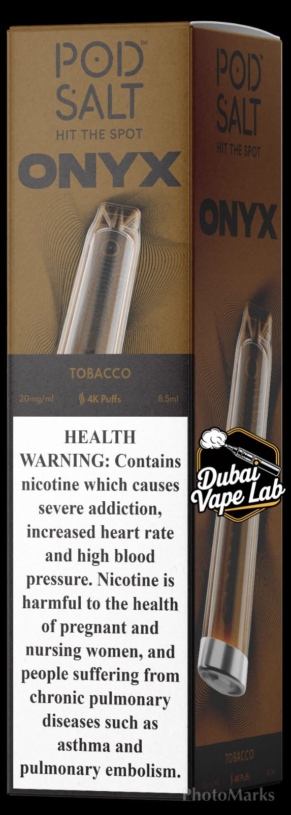 Pod Salt Onyx disposable vape with Tobacco flavor.
