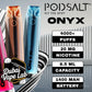 Pod Salt Onyx disposable vape with assorted colors and 4000+ puffs.