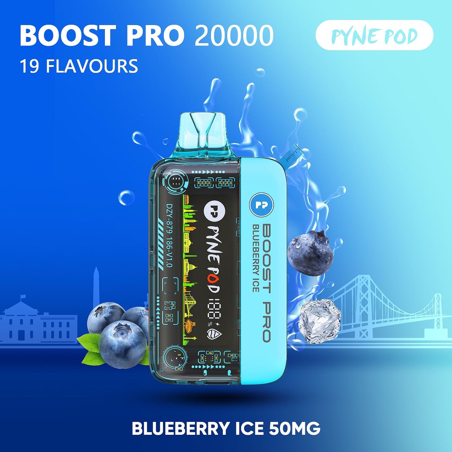 Pyne Pod Boost Pro Blueberry Ice 20000 puffs disposable vape 50mg