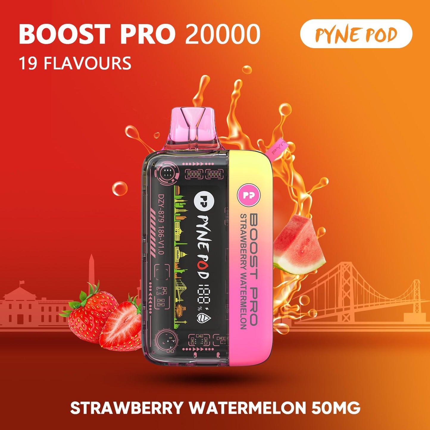 Pyne Pod Boost Pro Strawberry Watermelon 20000 puffs disposable vape 50mg