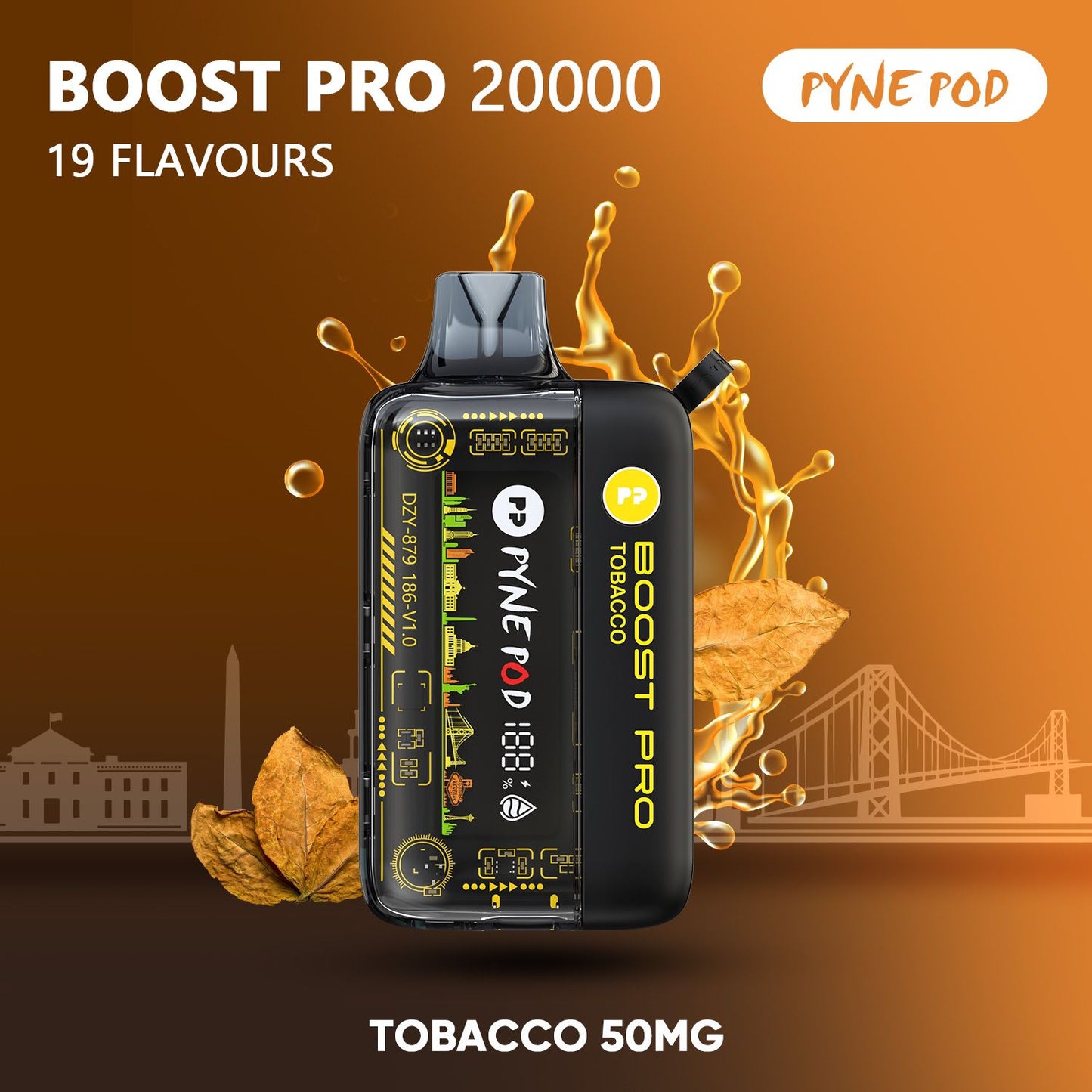 Pyne Pod Boost Pro Tobacco 20000 puffs disposable vape 50mg