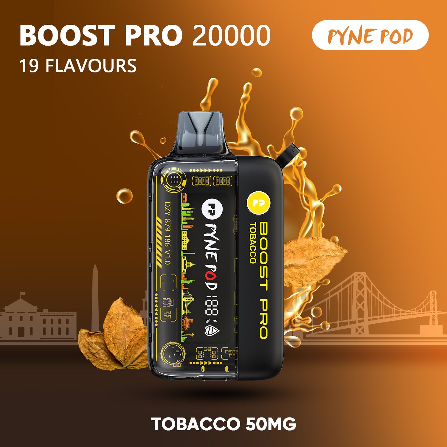 Pyne Pod Boost Pro Tobacco 20000 puffs disposable vape 50mg