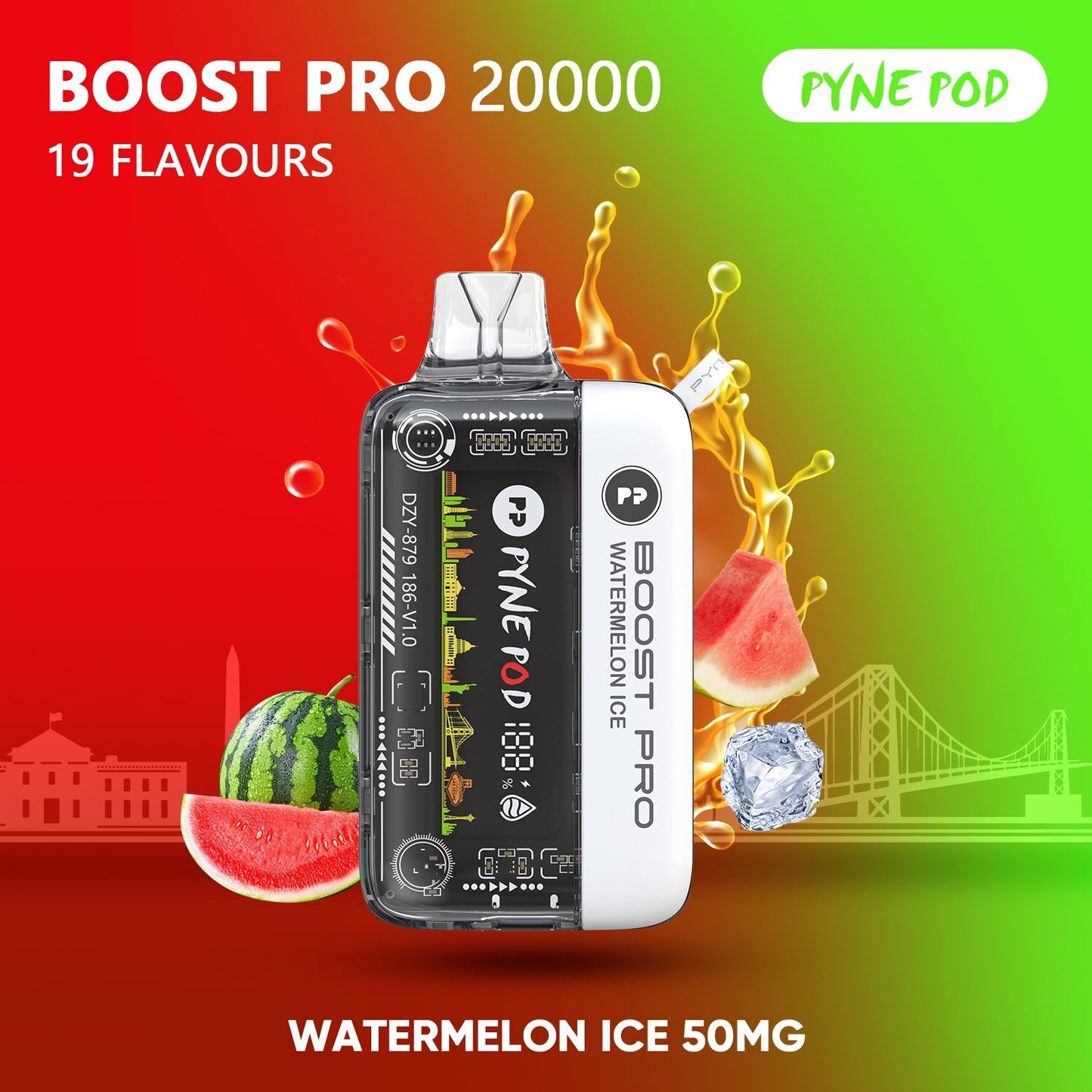 Pyne Pod Boost Pro Watermelon Ice 20000 puffs disposable vape 50mg