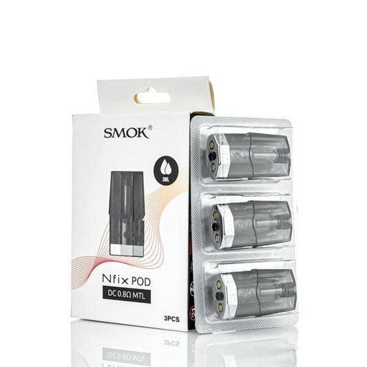 SMOK Nfix pod 0.8Ω MTL 3-pack box with three pods in blister pack
