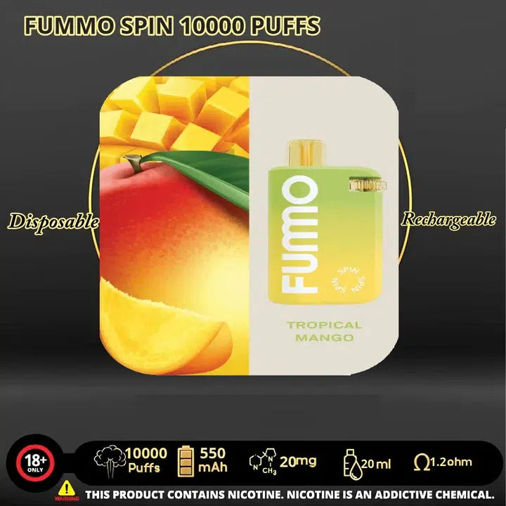 Tropical Mango FUMMO Spin 10000 puffs disposable rechargeable vape