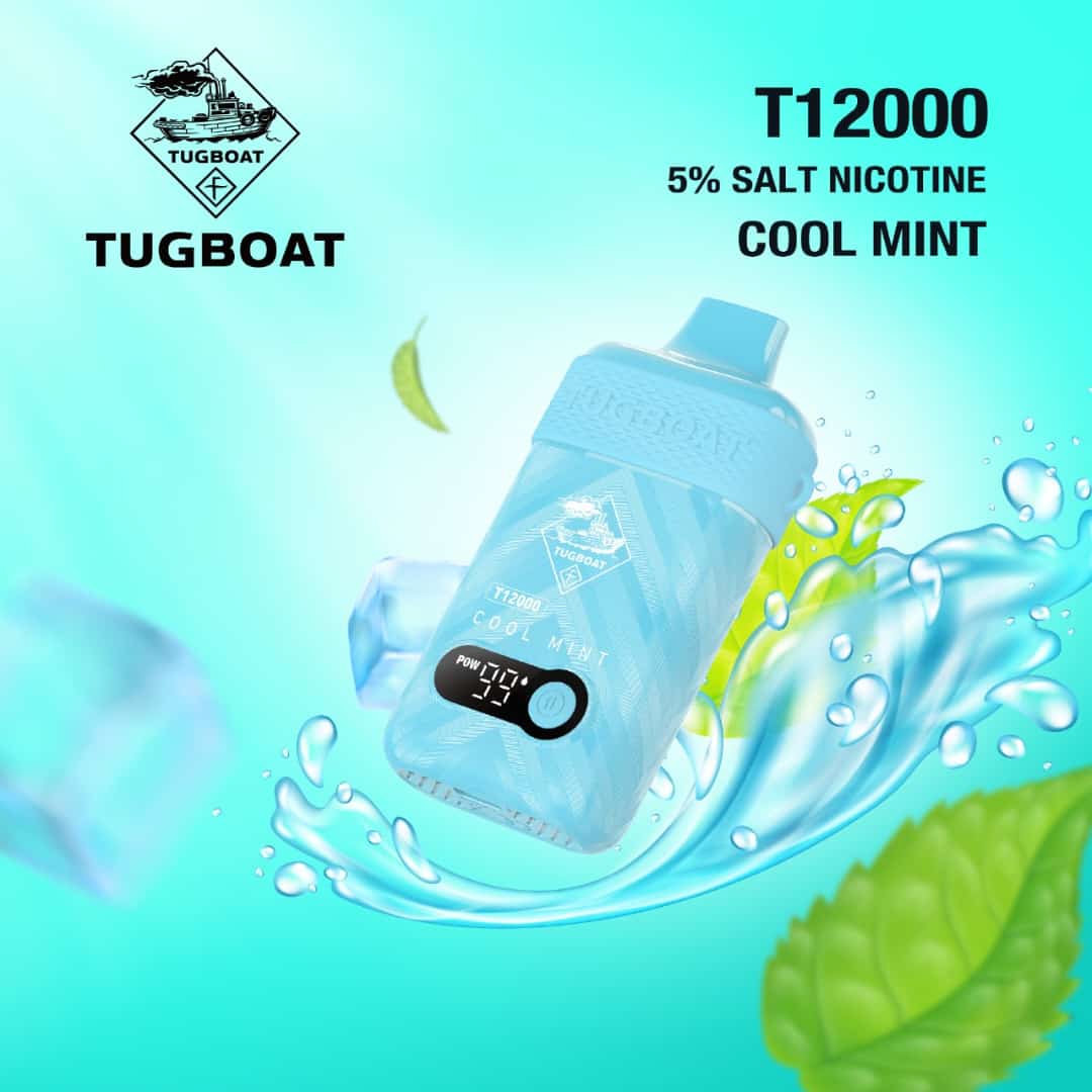 Tugboat T12000 puffs disposable vape with Cool Mint flavor.
