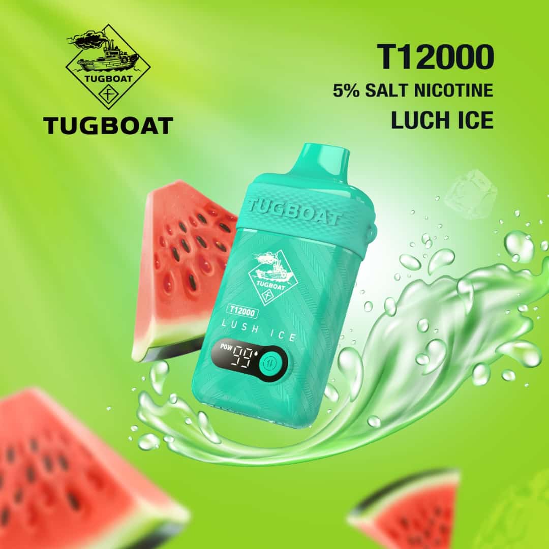 Tugboat T12000 puffs disposable vape with Lush Ice flavor.