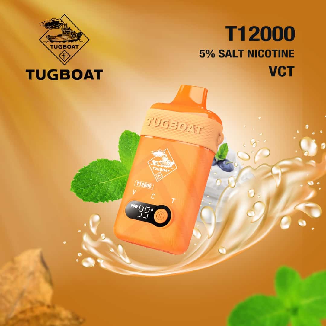 Tugboat T12000 puffs disposable vape with VCT flavor.